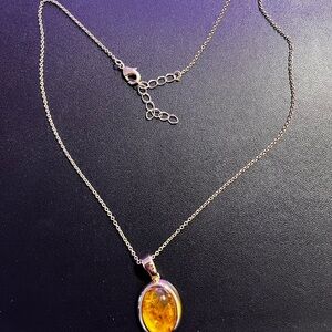 Elegant Gold plated Ambar Pendant Necklace